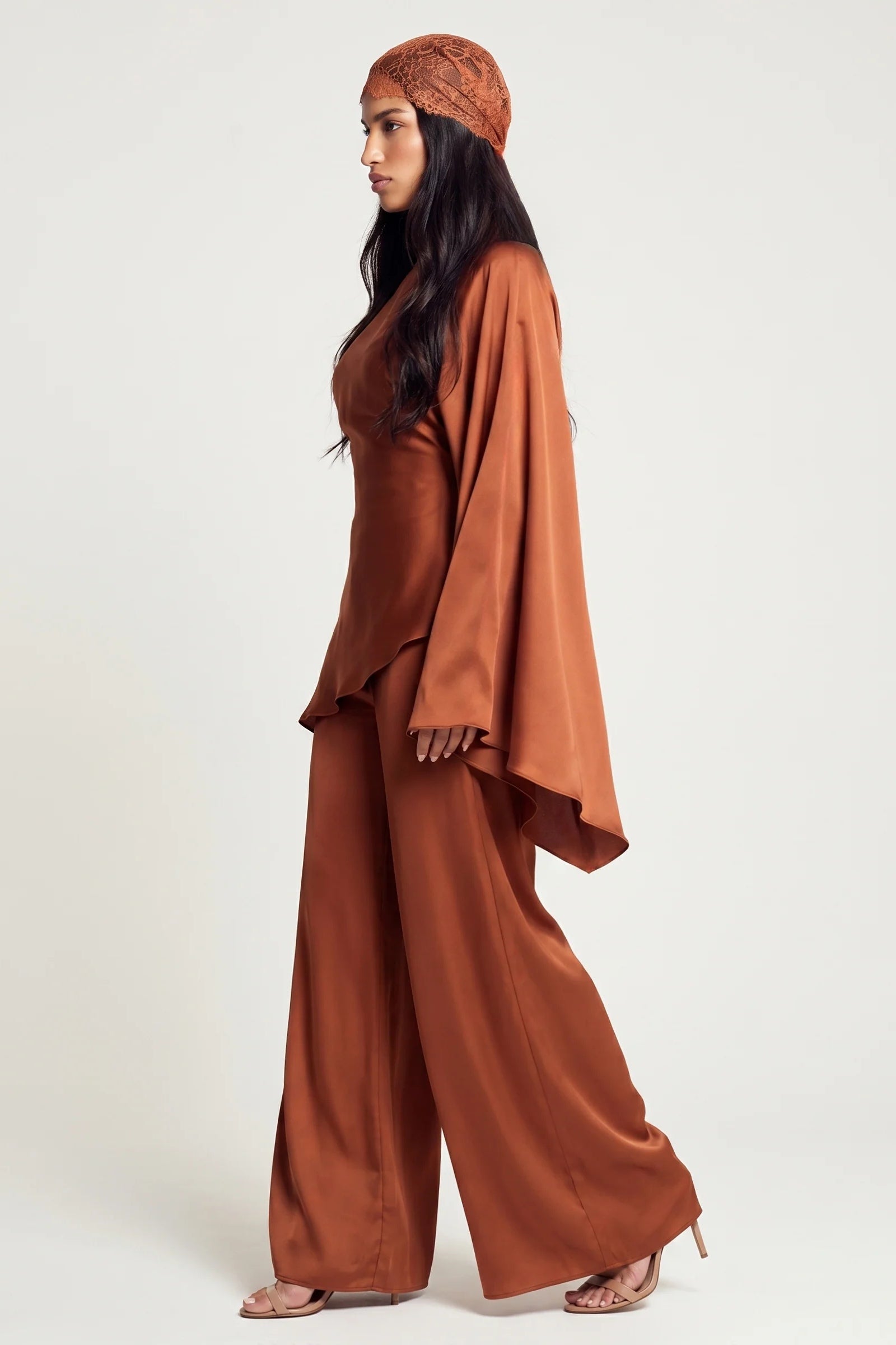 Sarah Cape Sleeve Pant Set-Orange