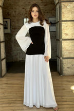 Maya Contrast Flare Sleeve Maxi Dress
