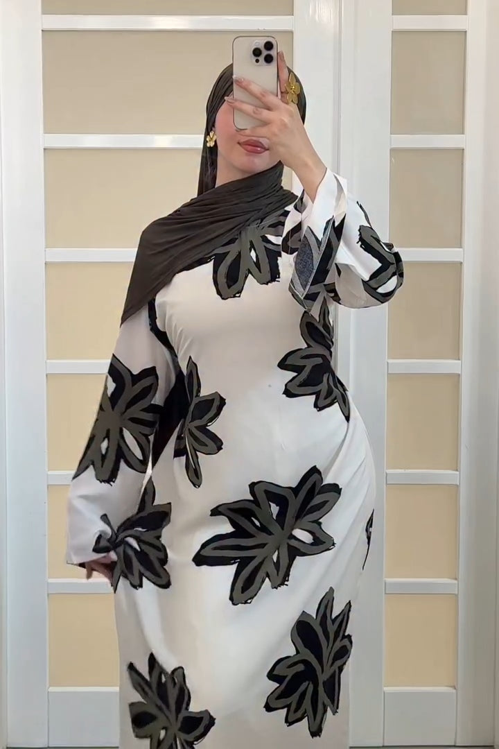 Lila Bold Floral Straight Cut Maxi-Black