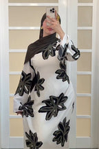 Lila Bold Floral Straight Cut Maxi-Black
