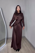 Maysa Wrap Fringe Satin Two Piece Set