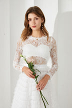 Jayleen Hollow Lace A-line Maxi Dress-White
