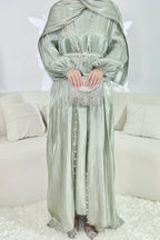 Maya Pearl Belt Shimmer Three-Piece Co-ord-Green