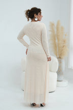 Grace Woven Mesh Maxi Dress-Apricot