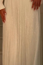 Grace Shimmering Tassel Maxi Dress-White