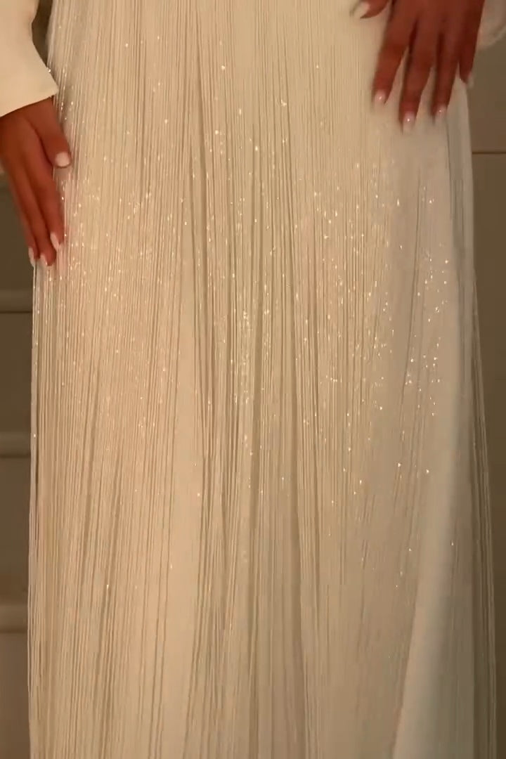 Grace Shimmering Tassel Maxi Dress-White