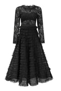 Jayleen Hollow Lace A-line Maxi Dress-Black