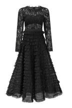 Jayleen Hollow Lace A-line Maxi Dress-Black