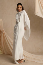 Elegant Draped Shawl Maxi Dress