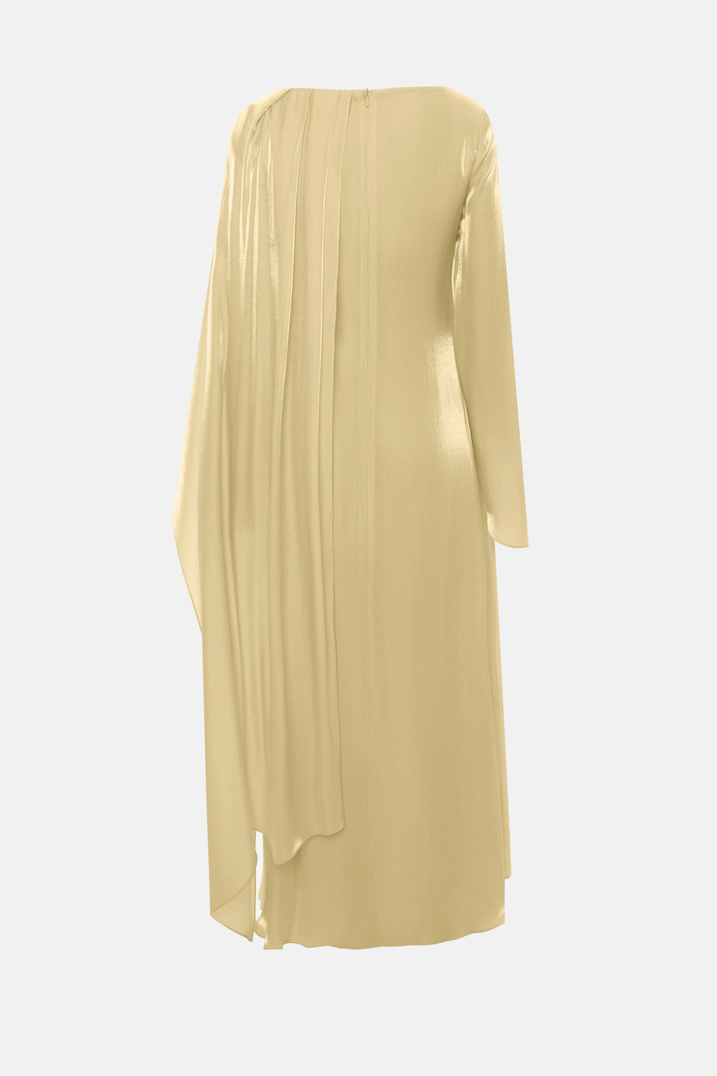 Elegant Cape-Sleeve Modest Maxi Dress-Yellow