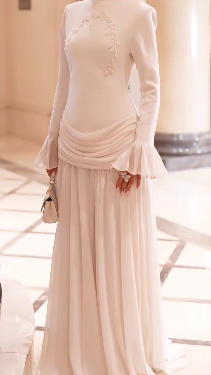 Amara Laurel Motif Draped Waist Maxi Dress