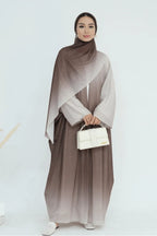 Marissa Sparkly Gradient Abaya With Hijab-Coffee