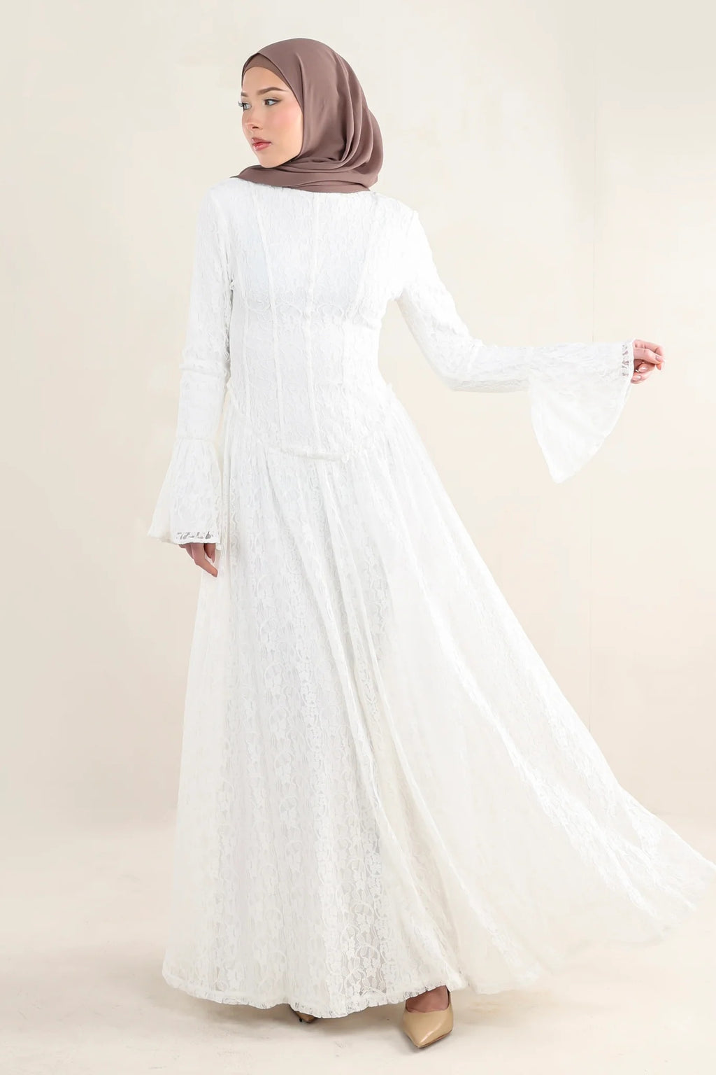 Corset Seam Lace Texture Maxi Dress