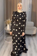 Lina Puff Sleeve Polka Dot Maxi Dress