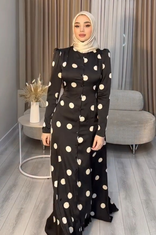 Lina Puff Sleeve Polka Dot Maxi Dress