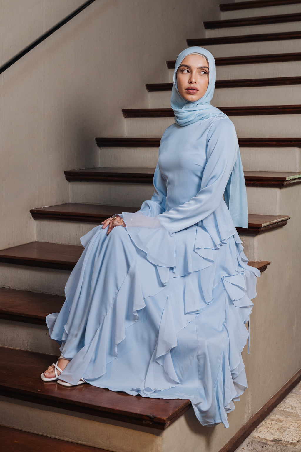 Freya Side Ruffle Chiffon Maxi Dress