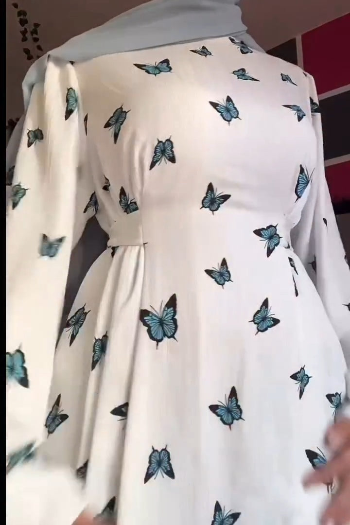 Maya Butterfly Print Swing Maxi Dress
