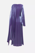 Elegant Cape-Sleeve Modest Maxi Dress-Purple