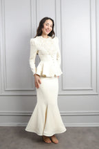 Mary Applique Peplum Skirt Set-White