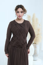 Grace Woven Mesh Maxi Dress-Brown