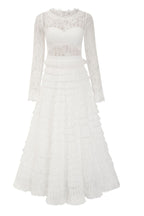 Jayleen Hollow Lace A-line Maxi Dress-White