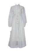 Amara Petal Applique Tie Waist Midi-White