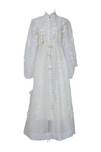 Amara Petal Applique Tie Waist Midi-White