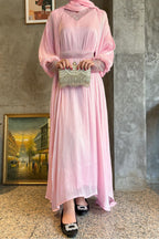 Sara Rhinestone Cuff Two-Piece Abaya-Pink