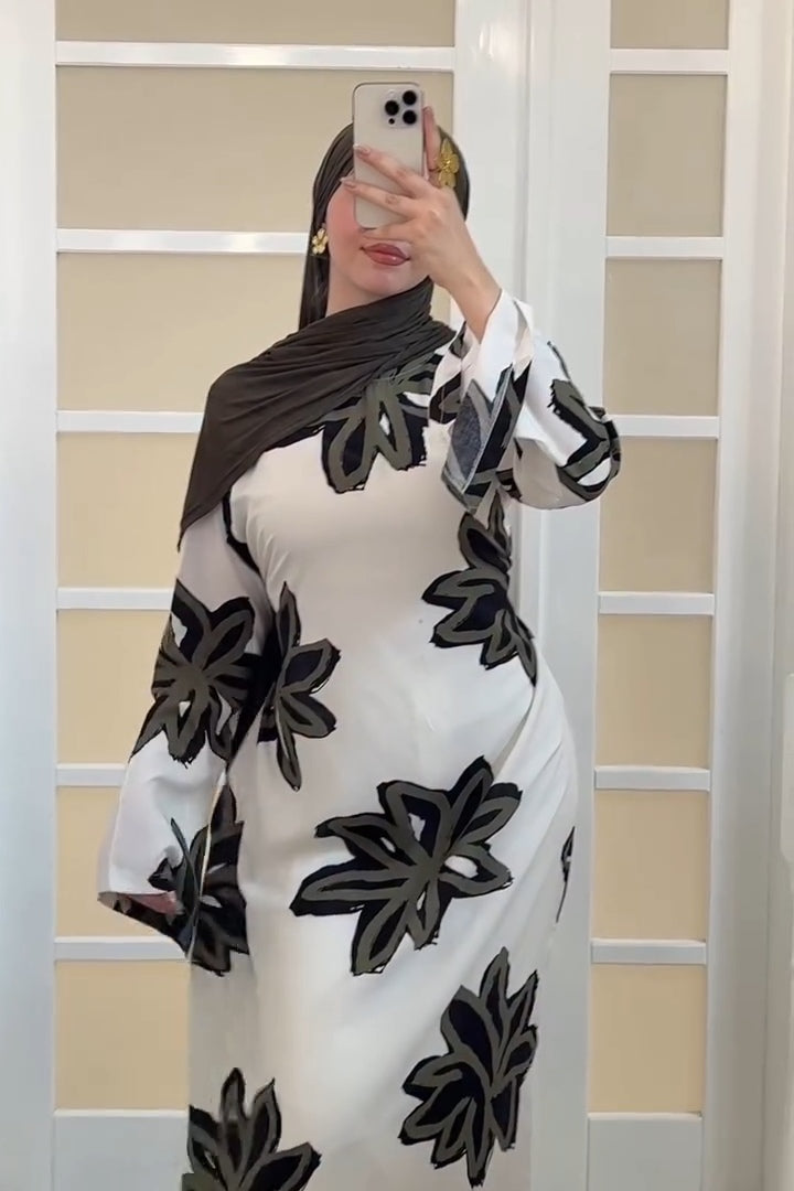 Lila Bold Floral Straight Cut Maxi-Black