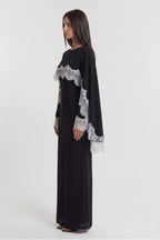 Salma Polka Dot Lace Cape Sleeve Maxi Dress