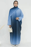 Marissa Sparkly Gradient Abaya With Hijab-Blue