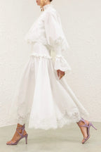 Kiara Embroidery Smocked Waist Maxi Dress