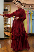 Elegant Slim-Fit Maxi Dress-Red