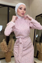 Lina Floral Puff Sleeve Belted Midi Dress