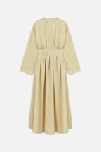 Textured Linen Box Pleated Maxi Dress