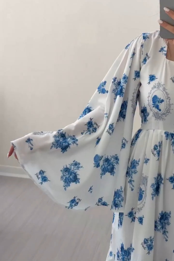 Lyla Blue Floral Square Neck Maxi Dress