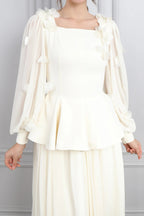 Gina Applique Peplum Skirt Set-Apricot