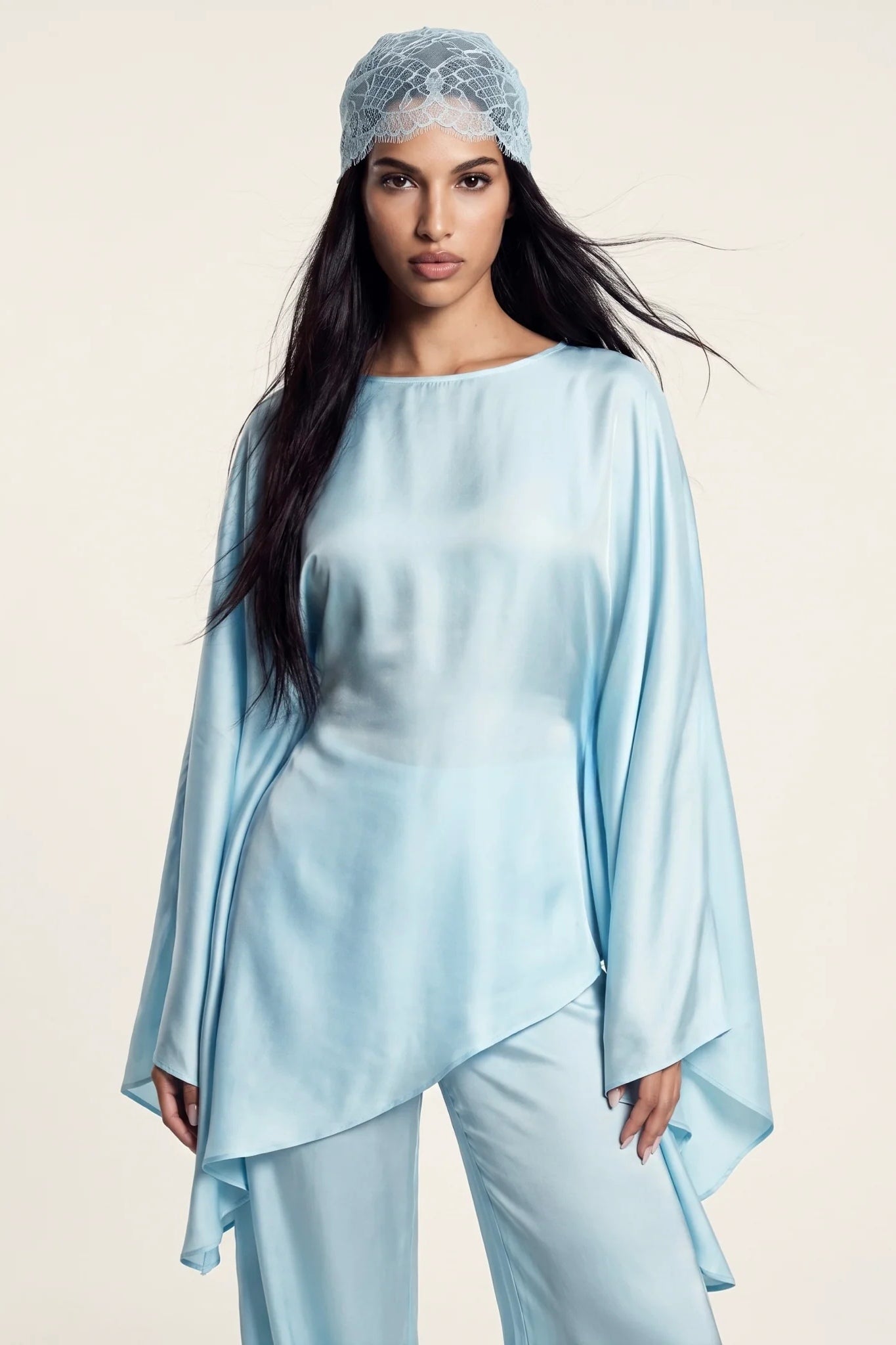 Sarah Cape Sleeve Pant Set-Blue