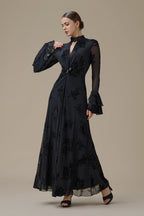 Kaia Twist Front Flare Sleeve Maxi-Black