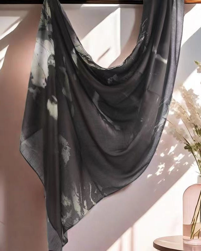 Modal Cotton Satin Printed Shawl Hijab-8