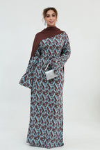 Dania Geometric Floral Flare Sleeve Maxi Dress