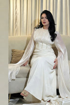 Serena Beaded Corset Bell Sleeve Gown
