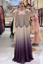 Nur Rhinestone Ombre Pleated Abaya Dress