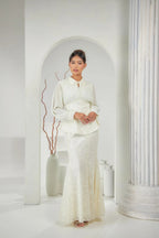 Chloe Pleated Lace Peplum Skirt Set-White