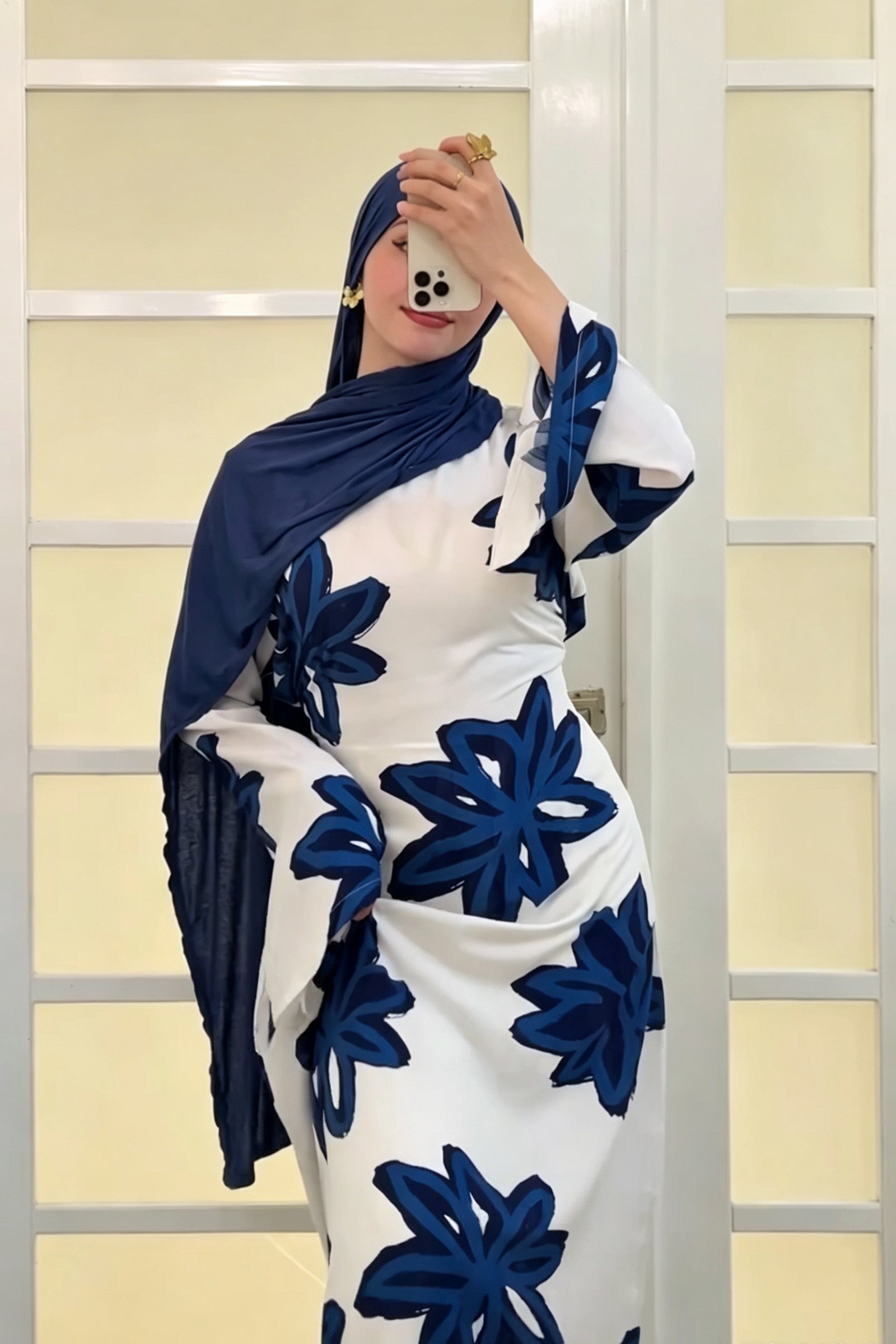 Lila Bold Floral Straight Cut Maxi-Blue