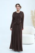 Grace Woven Mesh Maxi Dress-Brown