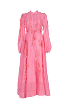 Amara Petal Applique Tie Waist Midi-Pink
