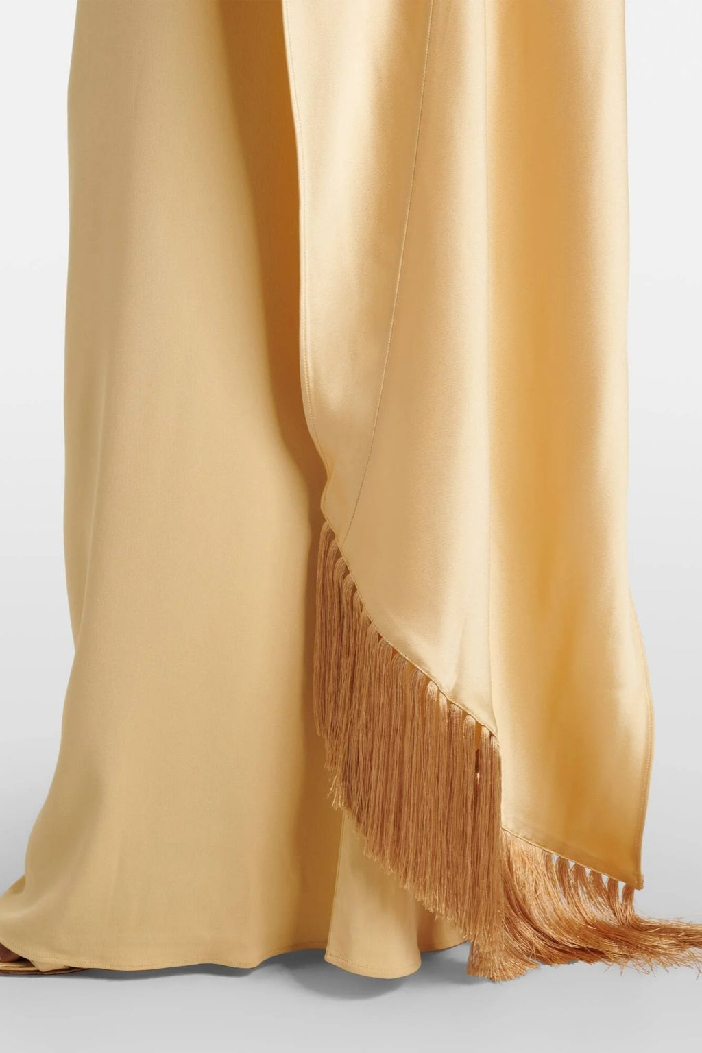 Asymmetric Draped Sash Satin Maxi Dress