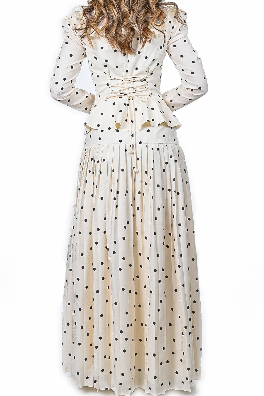 Clara Lace Collar Polka Dot Co-ord Set-White