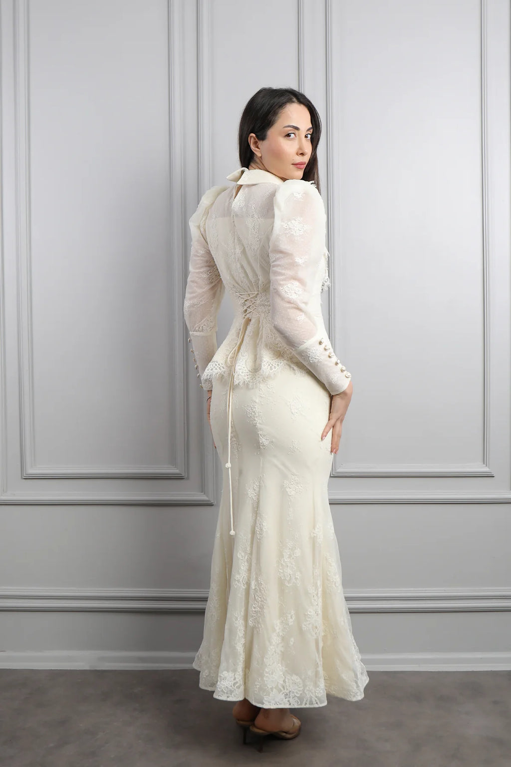 Kiara Lace Bow Detail Maxi Dress